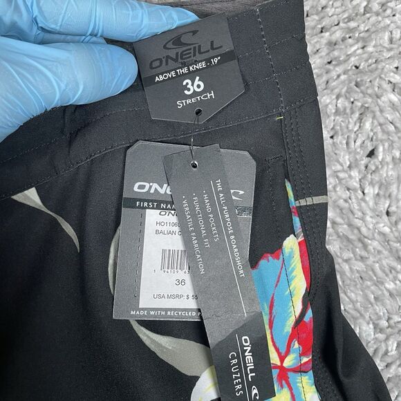 O’Neill Cruzers All Purpose Board Shorts Men’s 36 Floral Black Above Knee NWT’s - Picture 2 of 8